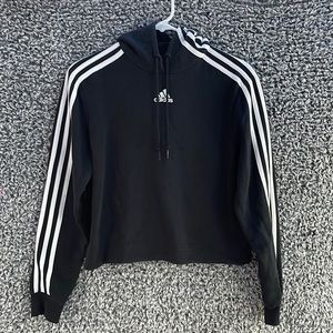 Adidas black striped arm hoodie, size small
